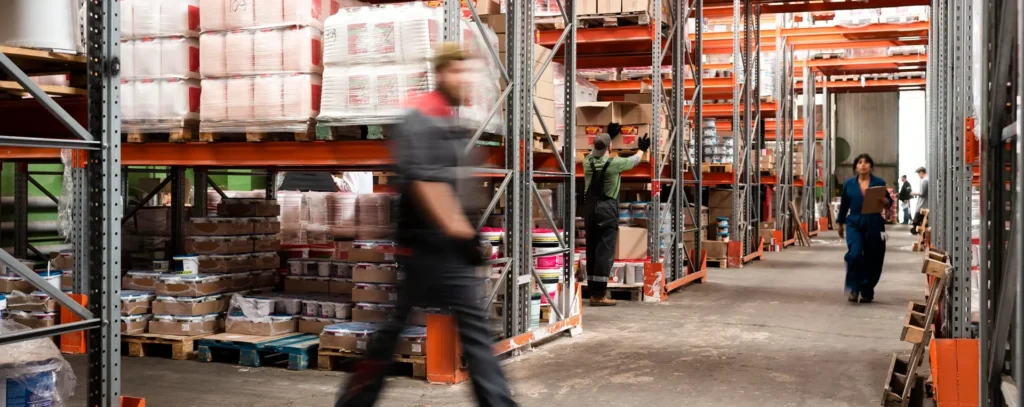 Un almacén con operarios trabajando como muestra de las ventajas de Desarrollar una Tienda Online